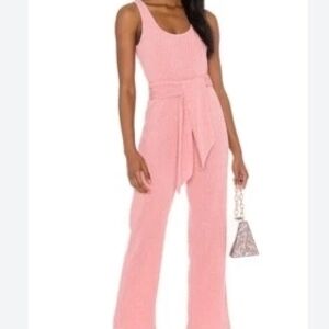 Saylor Molly Ribbed‎ Jumpsuit in Pink Size M
